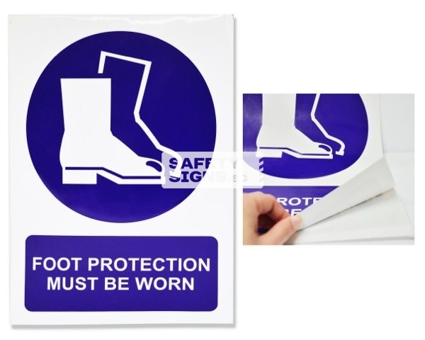 Foot Protection Must Be Worn. Vinyl Sticker.