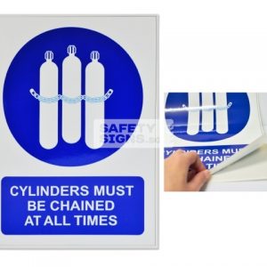 Cylinders Must Be Chained At All Times. Vinyl Sticker.