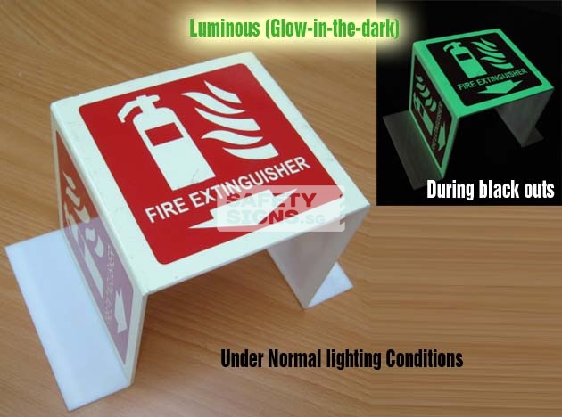 Fire Extinguisher Bent 3 sided. Luminous. Acrylic - Suitable for indoor use.