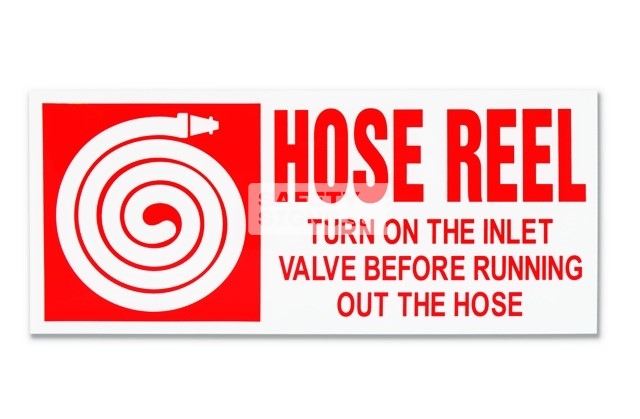 Fire Hose Reel with Instructions. Acrylic. Suitable for indoor use.