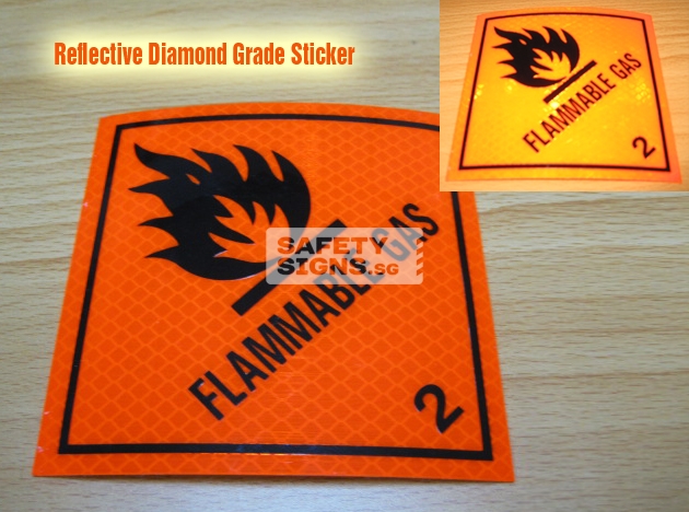 Flammable Gas. Reflective Vinyl Sticker.