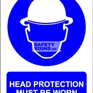 Head Protection Must Be Worn. Vinyl Sticker.