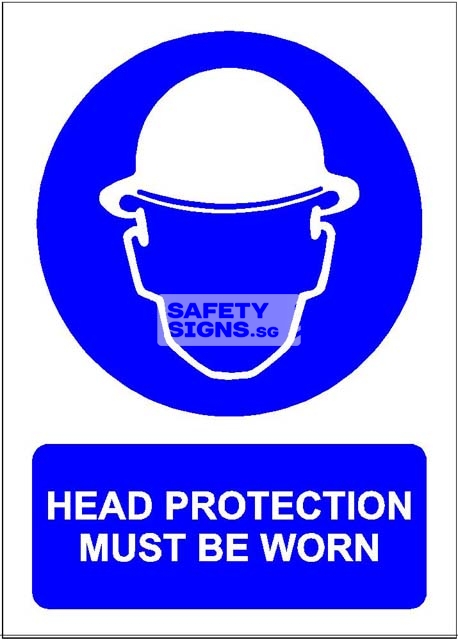 Head Protection Must Be Worn. Vinyl Sticker.