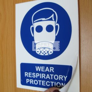 Wear Respiratory Protection. Vinyl Sticker.