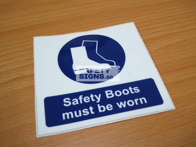 Safety Boots Must Be Worn. Vinyl Sticker.