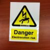 Danger Electrocution risk. Vinyl Sticker.