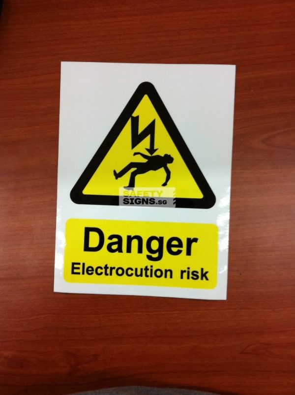 Danger Electrocution risk. Vinyl Sticker.