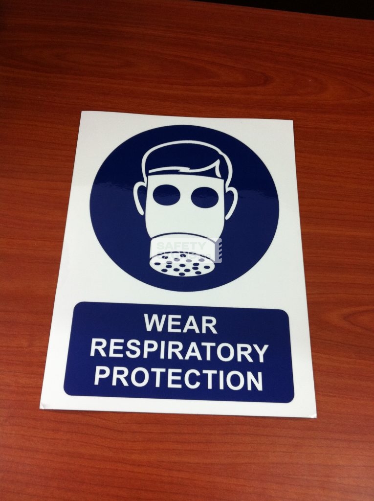 WEAR RESPIRATORY PROTECTION. Vinyl Sticker