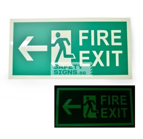 Fire Exit - Luminous - Left, Acrylic - Suitable for indoor use.