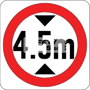 4.5m Height Limit, Aluminum sign, Reflective.
