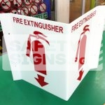 Fire Extinguisher Bent 2 sided. Luminous. Acrylic - Suitable for indoor use.