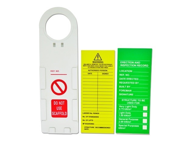 Scaffold Inspection Tag. 1 set include holder and tag.