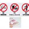 No Smoking No Food & Drinks No Littering, Vinyl Sticker.