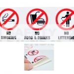 No Smoking No Food & Drinks No Littering, Vinyl Sticker.