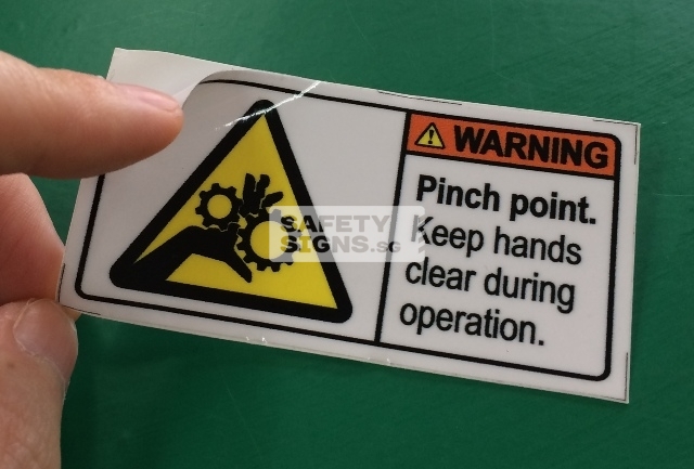 Warning Pinch Point, Vinyl Sticker.