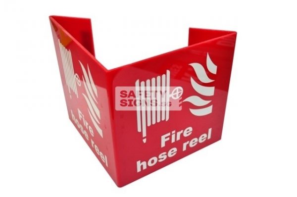 Fire Hosereel Bent 2 sided. Non-Luminous. Acrylic - Suitable for indoor use.