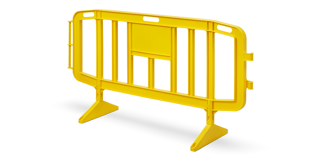 Eco Plastic Safety Barrier | UV-Resistant, Stackable, Swivel-Foot Design